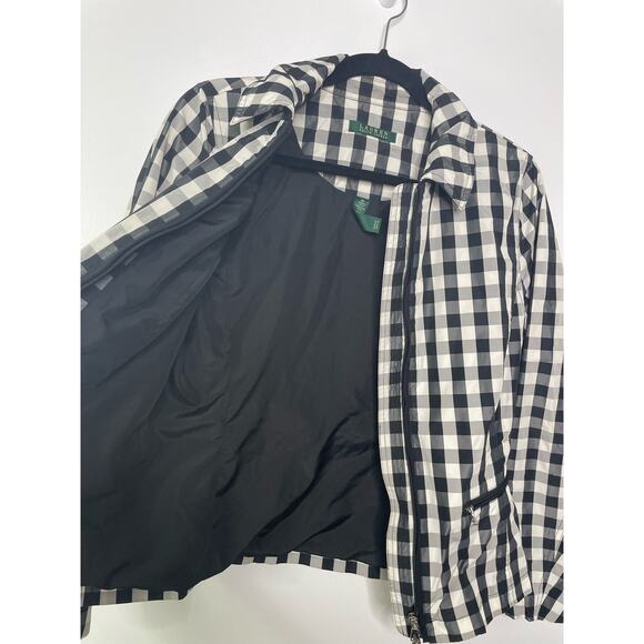 Lauren Ralph Lauren Jacket Check Windbreaker Coat Black White Plaid‎ M LRL - Picture 8 of 11